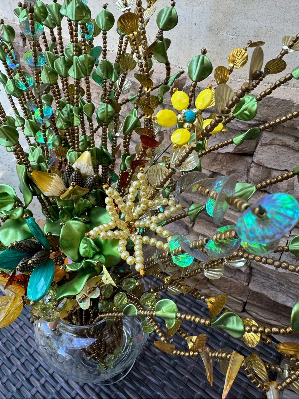 Green and Gold Decorative Floral Spray - Home Accents
